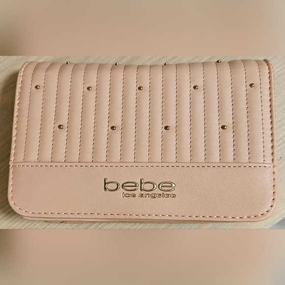 Bebe ALIAH Crossbody Bag Faux Leather Logo Leather Blush NWT - Picture 1 of 11